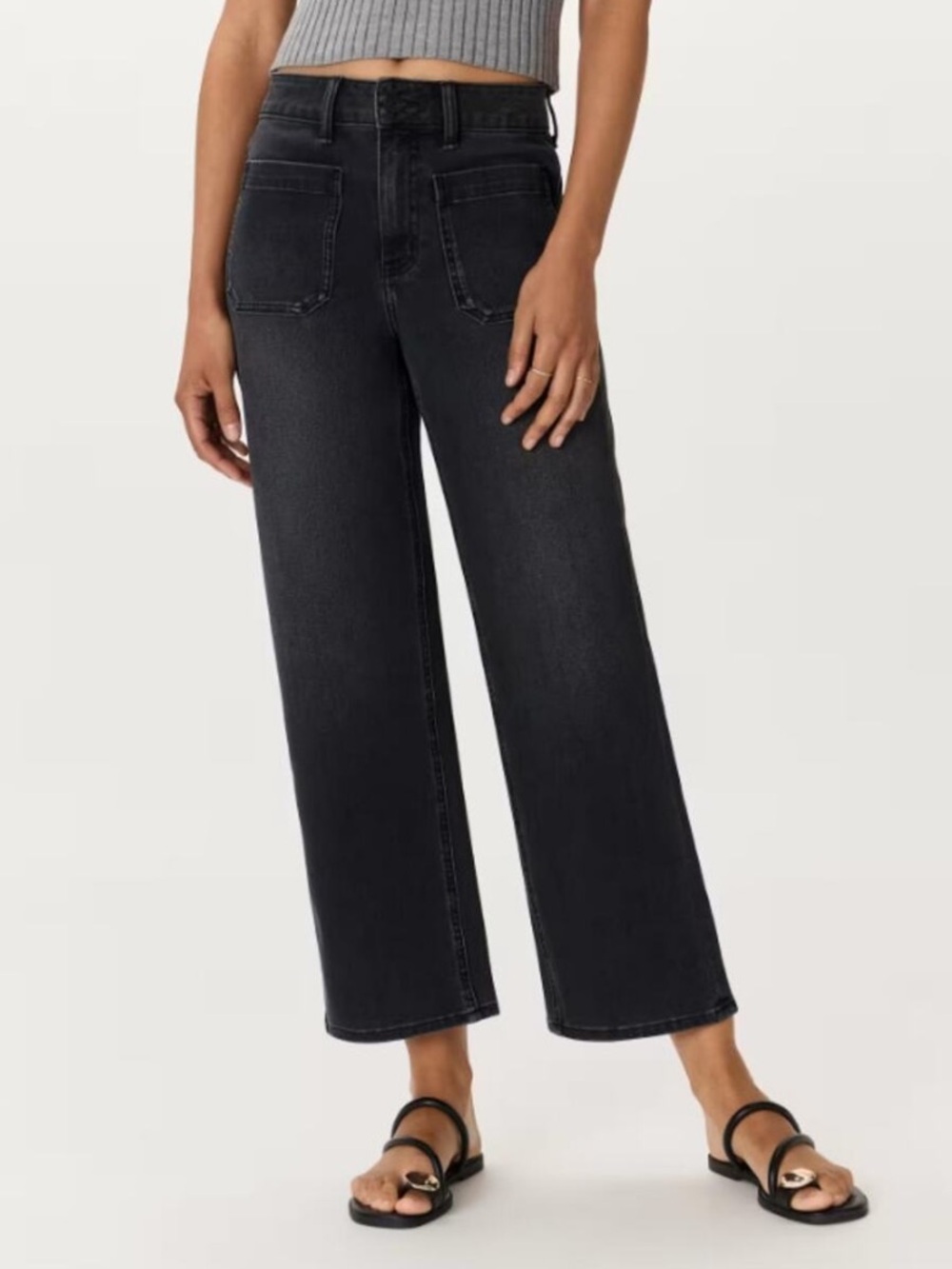 Quince Bella Stretch High Rise Wide Leg Cropped Jeans